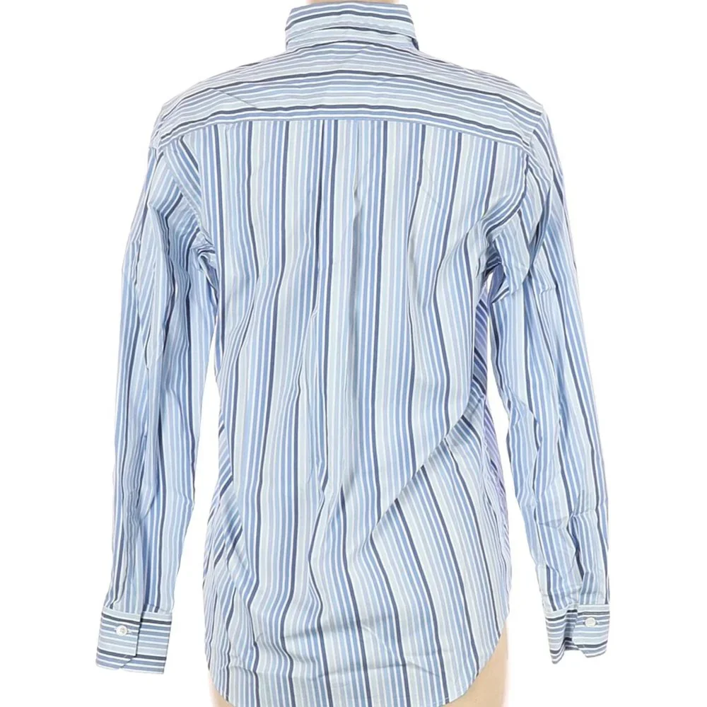 GUY ROVER Shades of Blue Striped Cotton Blend Shirt Size 40 (US 8) Made in Italy - Picture 2 of 4